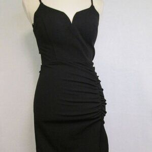 NWT Black Sweetheart Neckline Lace-up Back w/ Ruching Mini Dress-Size 1(XS)